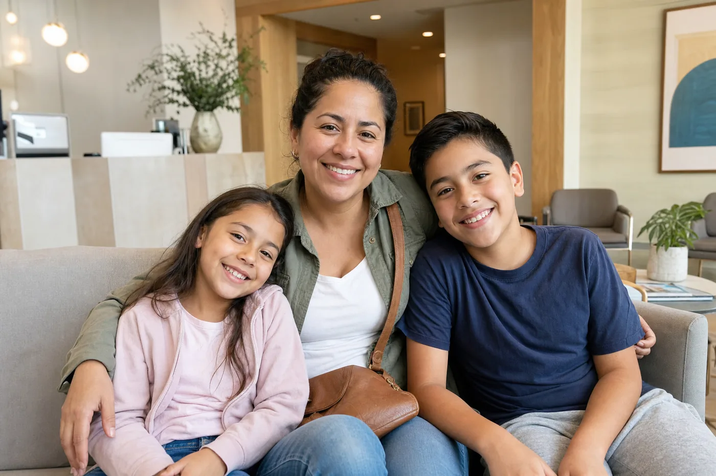 A family waiting for their appointment at Green Dentistry in Alexandria, VA