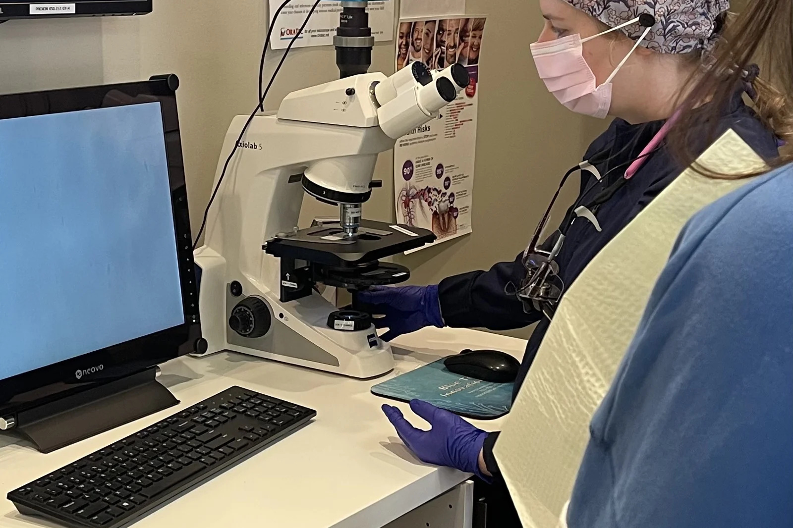 Dental microscope used for microscopic bacteria evaluation at Green Dentistry in Alexandria, VA